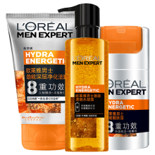 LOREAL 欧莱雅 男士劲能醒肤三件套（深层净化洁面+速醒水凝露+8重功效醒肤露） [100ml+120ml+50ml]