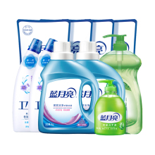 蓝月亮 家庭清洁洗护套装：1kg茶清+500g*2卫诺+500g芦荟瓶 *1+洁净1kg*2瓶+500 [蓝色]