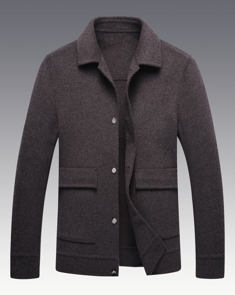 男士翻领短款干练双面呢大衣