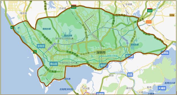 深圳配送范围示图