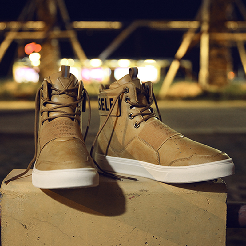 残尘 青春咏歌 卡其色男款 高帮超纤秋冬靴