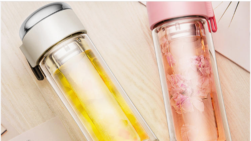 物生物随身玻璃杯，便携双层防烫