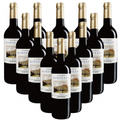 9周年庆-法国原装进口罗兰宫殿干红葡萄酒12支装特惠组（赠拿波伦VSOP*2、红酒杯*6、开瓶器）