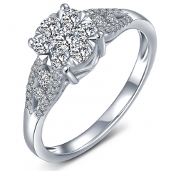 梦思芭克18K金“闪耀”钻石戒指（尺寸12、14、16、共重2.5g） 白色 12#