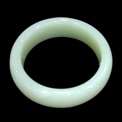 9周年庆-“莹白圆满”和田白玉手镯（赠翡翠珠链*1、蜜蜡吊坠*1）【尺寸：小码、中码、大码】 白色