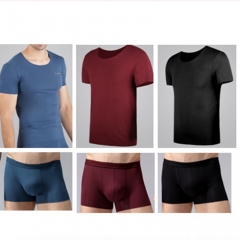 梦特娇男士无痕自由裁短袖T恤超值组（圆领*3、平角内裤*3、赠V领）【L、XL、XXL、XXXL】