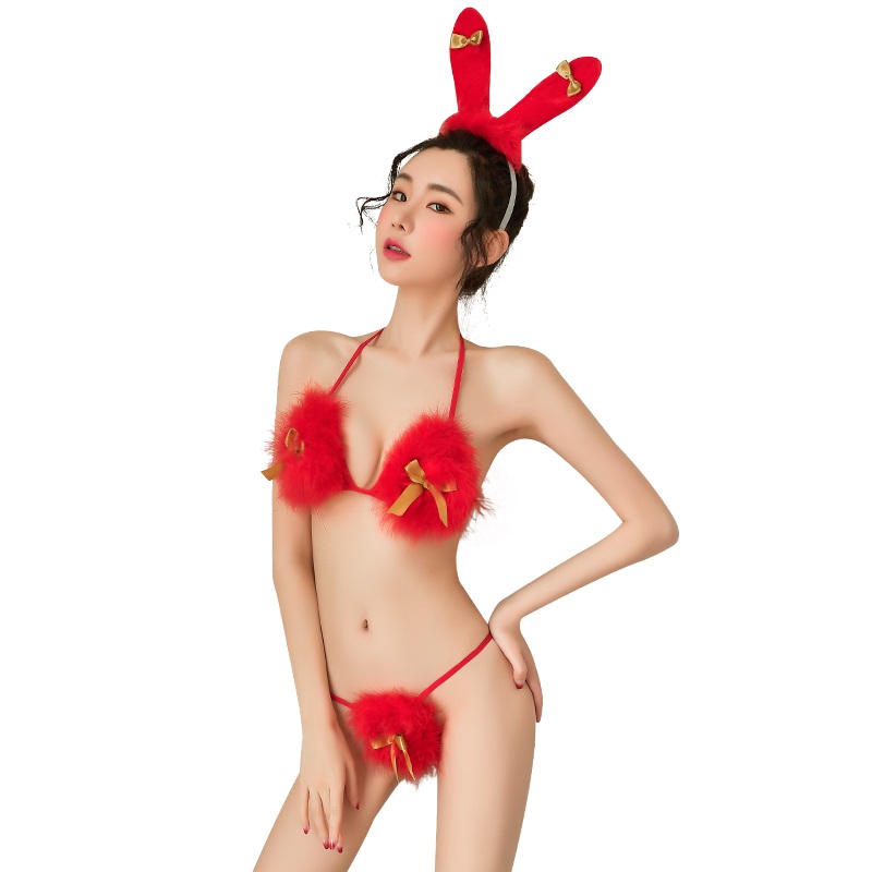 制服诱惑性感文胸俏皮兔女郎发箍圣诞三点式套装-美咻咻情趣用品商城
