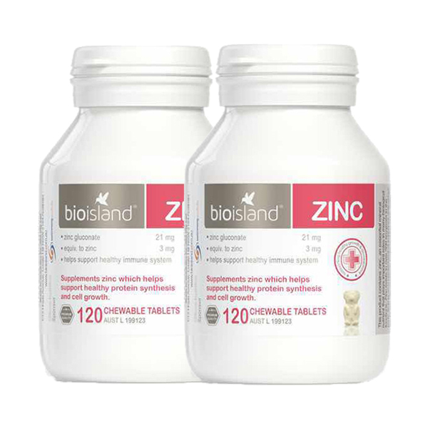 Bio Island 婴幼儿童天然补锌咀嚼片 120粒*2 改善厌食偏食