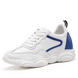 【赫升】软面牛皮革女士运动内增高鞋8CM