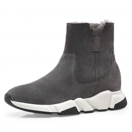 【赫升】隐形内增高女鞋2019冬季新款加绒保暖女靴短靴子增高鞋女7CM