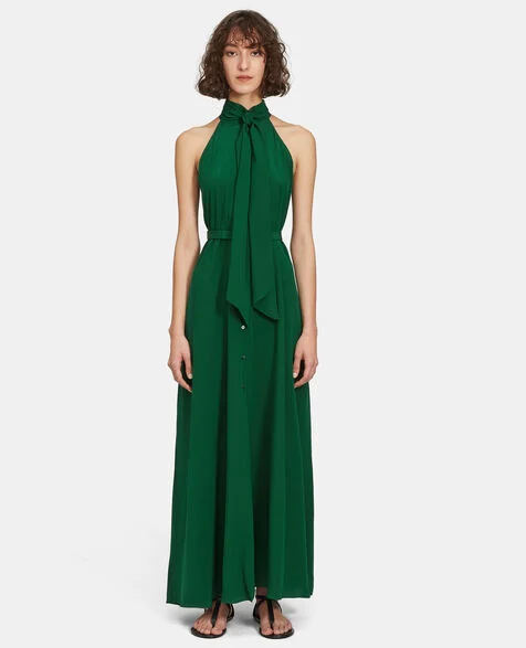 Aspesi Long chemisier dress in cr&ecirc;pe de chine silk