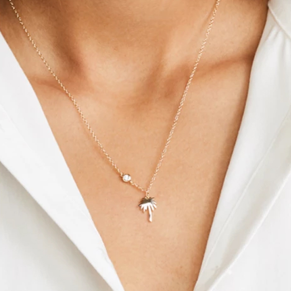 Shashi Palm 棕榈树项链/锁骨链 Yellow Gold