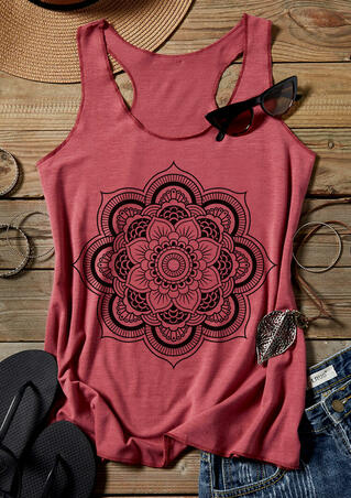 Mandala O-Neck Chic Tank - Brick Red