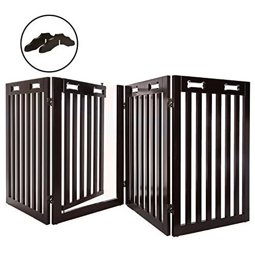 Arf Pets Free Standing Wood Dog Gate w/ Walk Through Door
