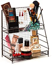 EZOWare 台面架，2 层站立储物收纳调味罐瓶架厨房浴室化妆品, 乡村风格棕色