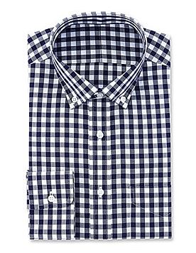 凡客日式免烫衬衫领尖扣 藏蓝棋盘格