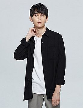 休闲衬衫 法兰绒 男款 黑色