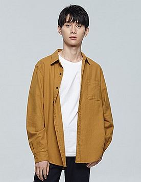 休闲衬衫 法兰绒 男款 姜黄色