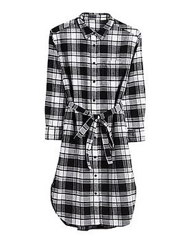 法兰绒 衬衫式连衣裙 保罗格黑白