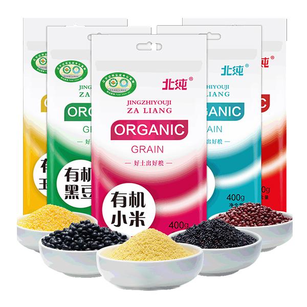 北纯 有机黑豆红小豆黑米小米玉米碴五谷杂粮组合 1940g 