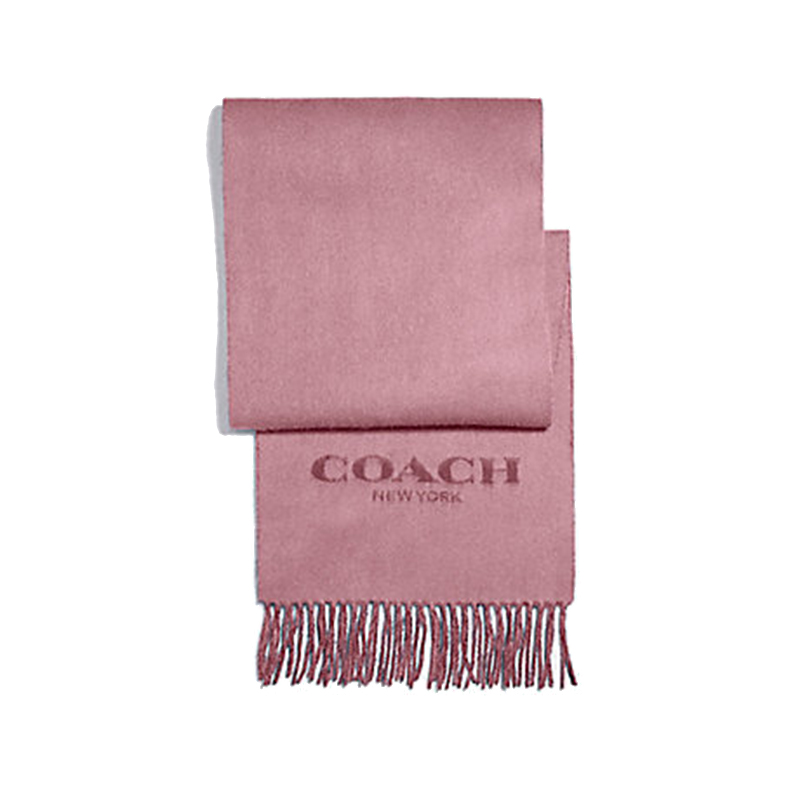 Coach 蔻驰 男女同款羊毛羊绒围巾 双面两用 95%羊毛 5%羊绒 简约纯色字母标 附购物袋 多色可选