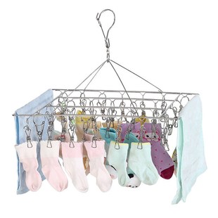 加粗晾衣架多夹衣服晒晾儿童袜子架防风多功能不锈钢袜夹袜架挂钩