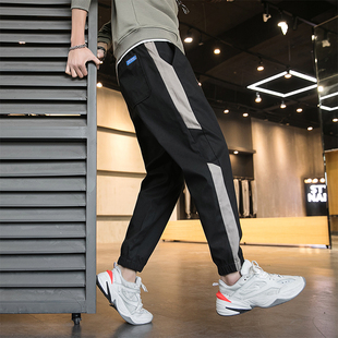 纯棉休闲工装裤男春秋季简约舒适弹力百搭小脚休闲裤子九分裤男裤