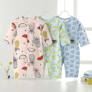 男女宝宝连体衣婴儿夏装纯棉薄款哈衣长袖空调爬服新生婴儿儿衣服