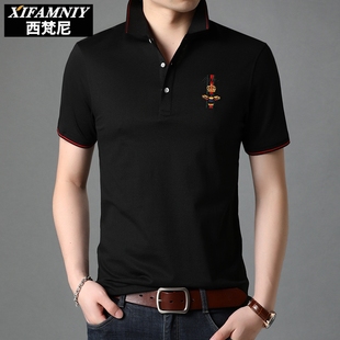 夏季短袖翻领男 中青年男士保罗polo衫有领带刺绣潮流体桖丅上衣