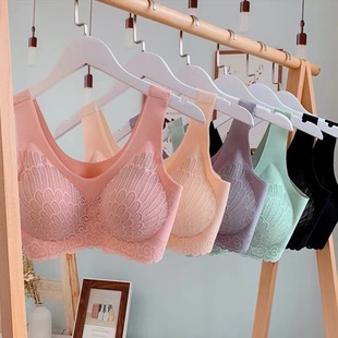 泰国乳胶内衣女聚拢防下垂冰丝无痕无钢圈运动瑜伽文胸罩背心薄夏