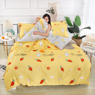 四件套水洗亲肤棉床上用品学生宿舍三件套床单被套春夏季小清新女