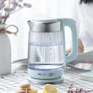 小熊玻璃电热水壶自动断电保温恒温开水烧水壶大容量迷你一体透明