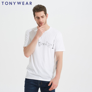 TONY WEAR汤尼威尔春夏男女情侣装休闲流行圆领印花短袖T恤包邮