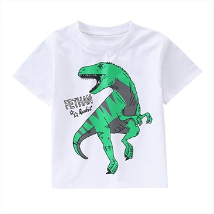 男童短袖t恤纯棉夏季小孩衣服中大童儿童洋气女童半袖恐龙上衣潮