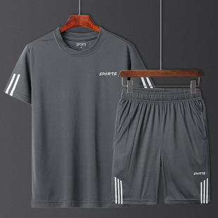 运动服套装男士2020夏季新款潮流社会精神小伙网红休闲短袖套装