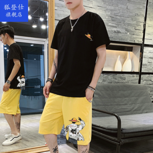 夏季短袖t恤男士套装潮流时尚潮牌帅气上衣服青少年韩版五分短裤