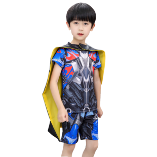 蜘蛛侠童装夏装短袖套装美国队长奥特曼演出衣服速干两件套儿童男