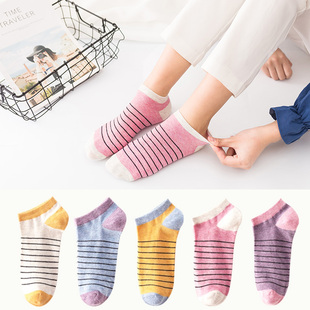 袜子女夏季薄款吸汗低帮浅口船袜夏天防臭棉袜潮女袜细条短袜透气