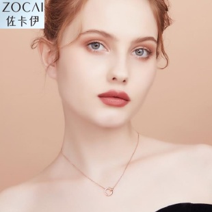 佐卡伊 时光 钻石项链吊坠女罗马数字锁骨链颈饰双环套链