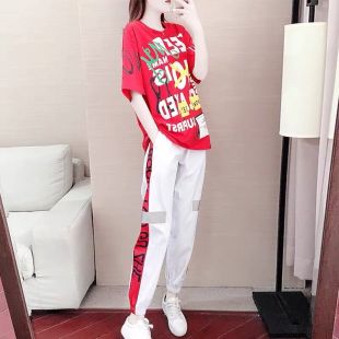 单件/套装 运动套装女潮牌时尚2020夏季新款宽松休闲服洋气两件套