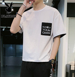 2020年花花公子贵宾短袖t恤男士夏季休闲半袖圆领T恤印花