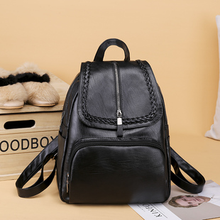 双肩包新款潮牌韩版时尚百搭女士休闲pu软皮小背包旅行书包