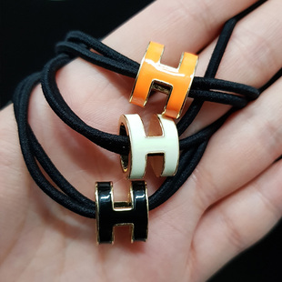 韩国东大门网红款ins简约头绳女百搭合金烤漆字母发绳皮筋女扎头