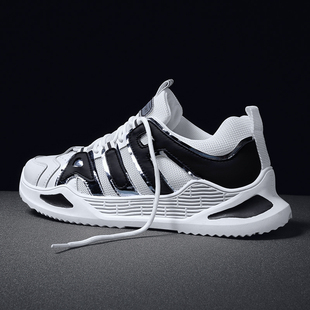 夏季透气男鞋2020新爆米花运动网面休闲百搭老爹鞋子男潮鞋薄款I