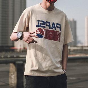 夏季日系宽松体恤男印花圆领潮牌ins短袖T恤男生韩版潮流半袖男潮