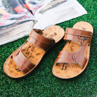 2020夏季新品男式真皮凉鞋男潮沙滩鞋休闲凉拖鞋潮流透气拖鞋两用