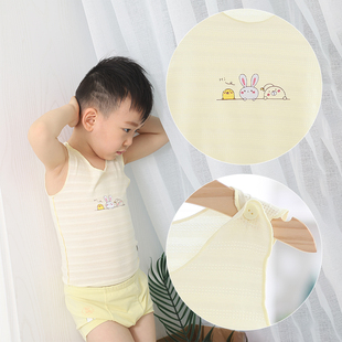 来馨儿儿童背心竹纤维肩扣松紧薄款透气护肚内穿冰丝宝宝新生婴儿