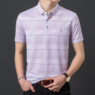 父亲节夏装新品男士短袖爸爸T恤冰丝半袖体恤大码宽松打底衫潮