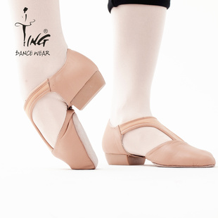 TING陈婷成人分底式教师舞蹈鞋芭蕾舞鞋舞蹈软底带跟练功鞋 女