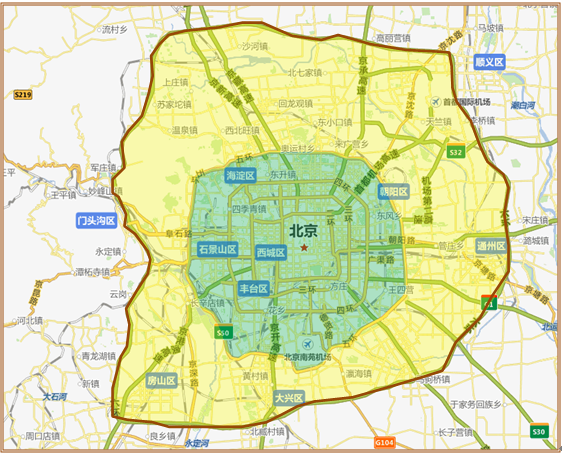 北京配送范围示图